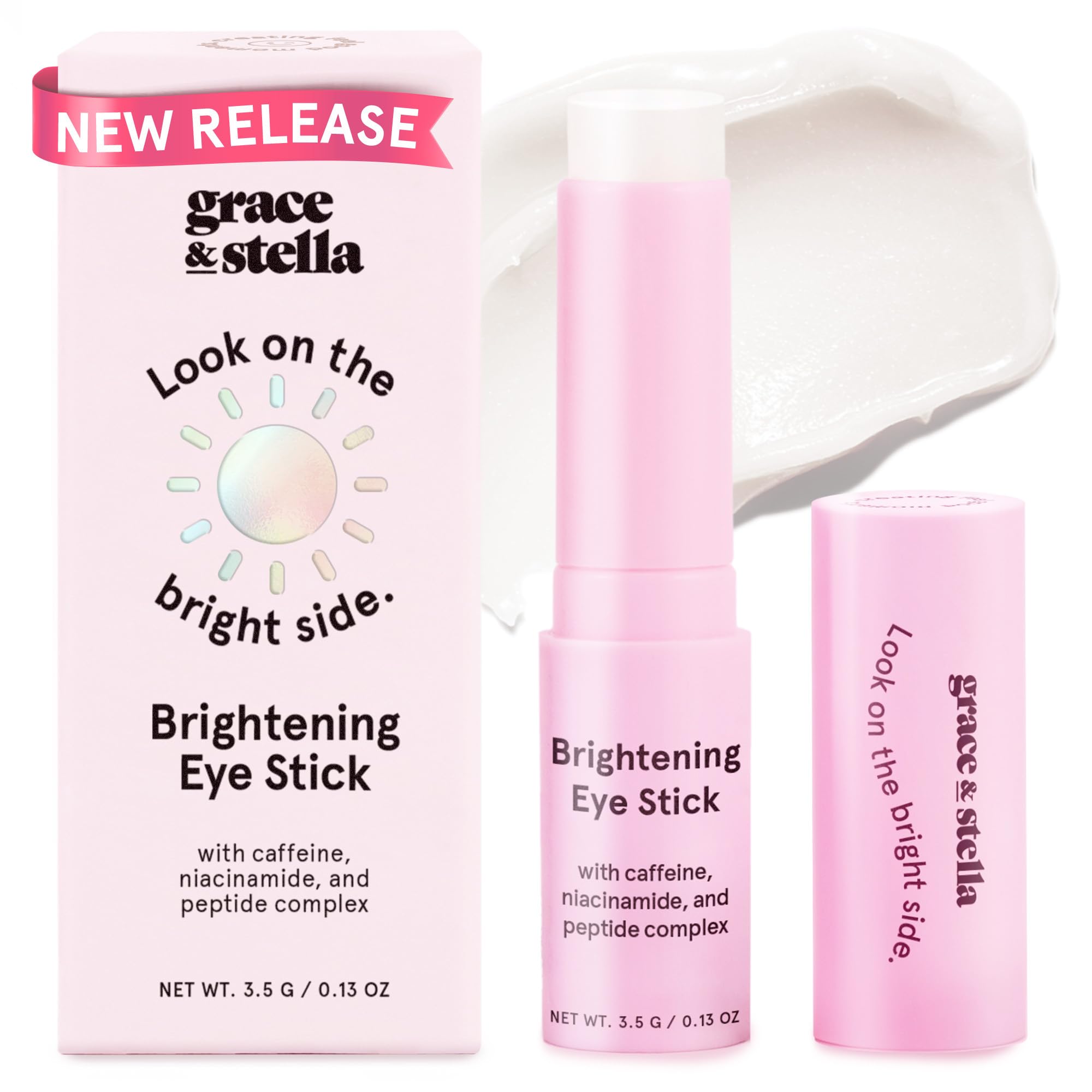 grace & stella Under Eye Brightener Balm Stick - Travel Size Toiletries - Retinol & Caffeine Eye Cream for Dark Circles, Puffiness, Wrinkles - Restore and Hydrate - Vegan Skincare (0.13oz / 3.5g)